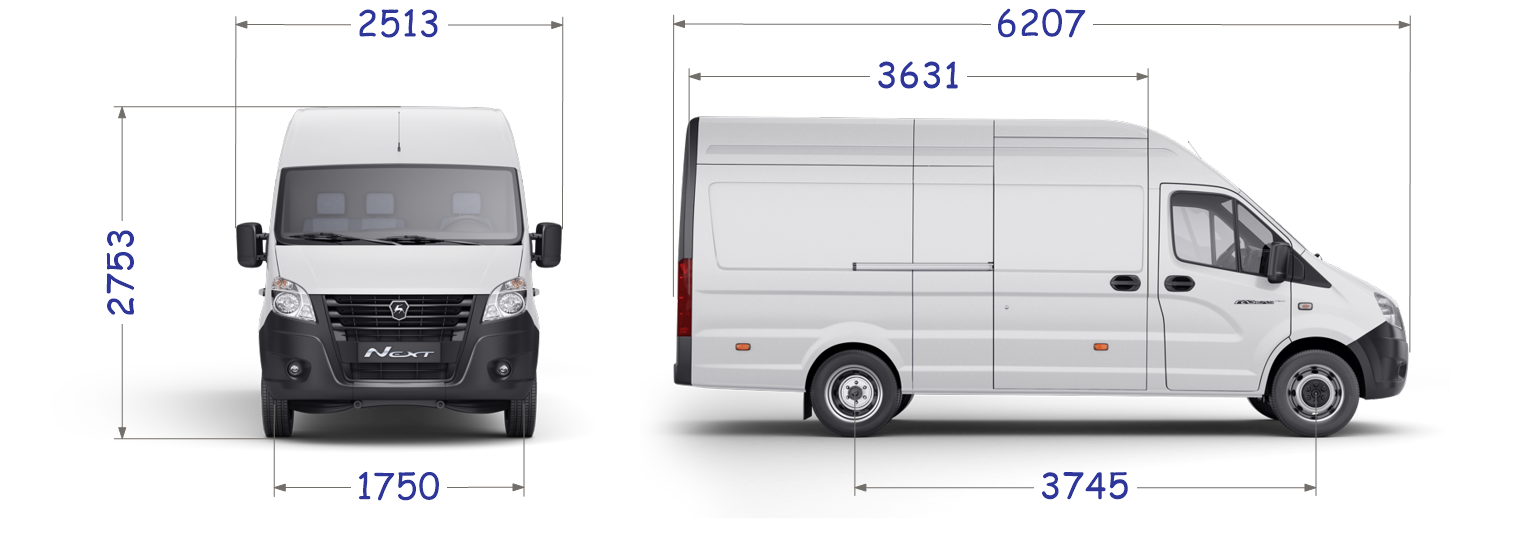 Rozmry NEXT 4x2 FURGON prodlouen K53 Koty